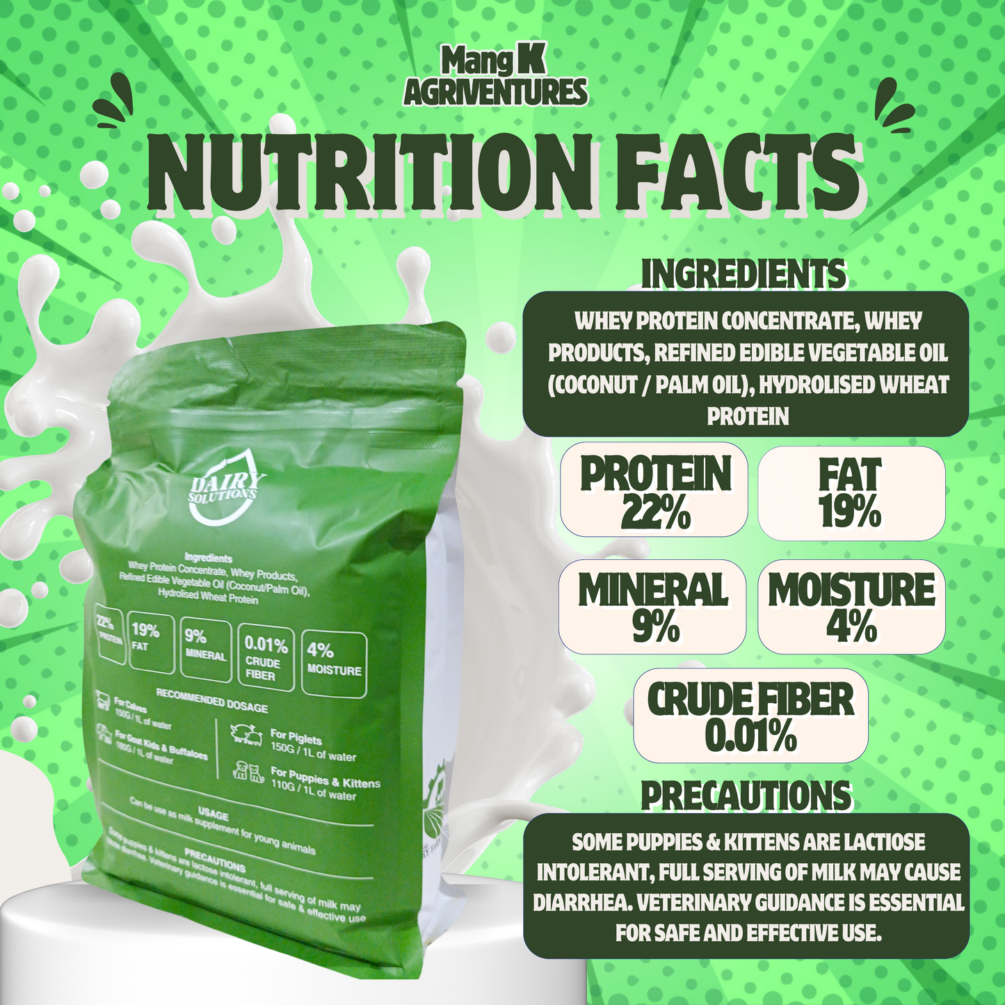 Dairy Solutions Milk Replacer for Strong & Healthy Animals | 1KG