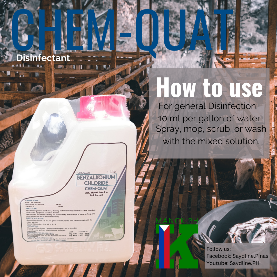CHEM-QUAT Disinfectant for Animal Houses, Floors and Walls, Equipments, and other Devices | 1Liter