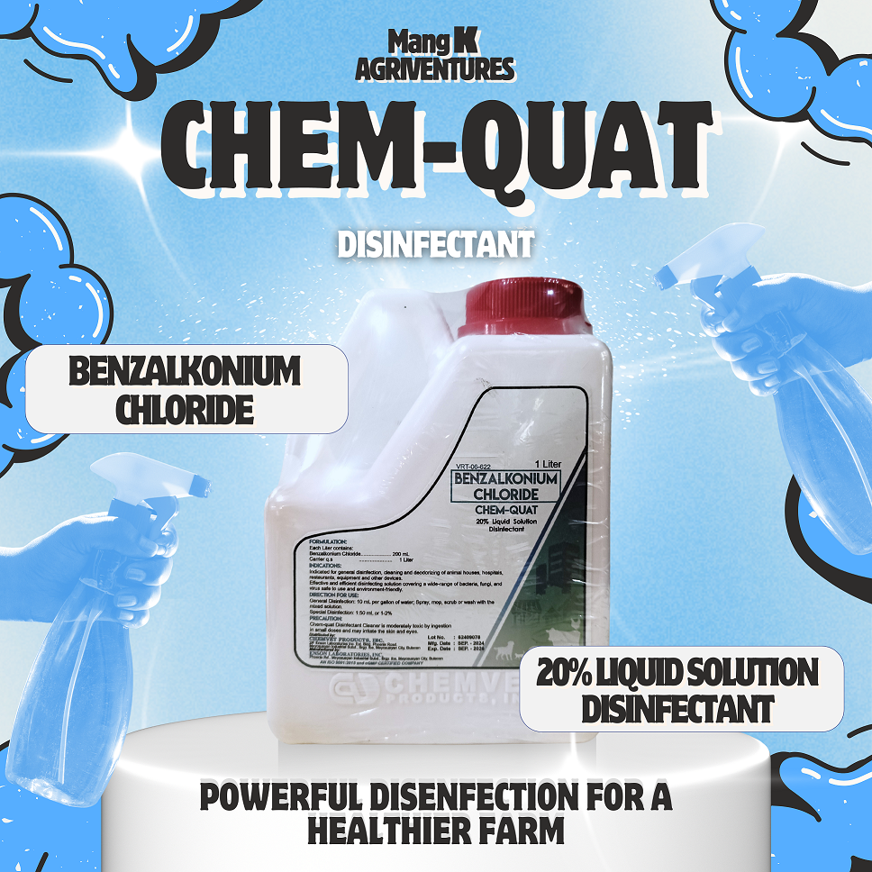 CHEM-QUAT Disinfectant for Animal Houses, Floors and Walls, Equipments, and other Devices | 1Liter