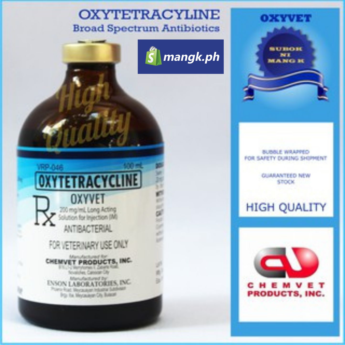 OXYVET LA Oxytetracycline LA 200mg per ml for  ANIMALS ONLY