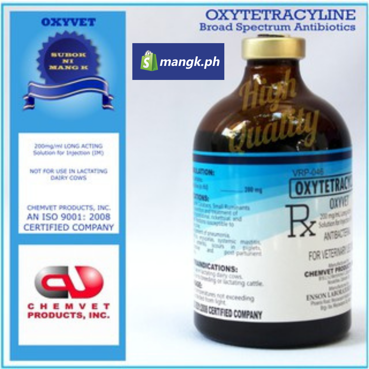 OXYVET LA Oxytetracycline LA 200mg per ml for  ANIMALS ONLY