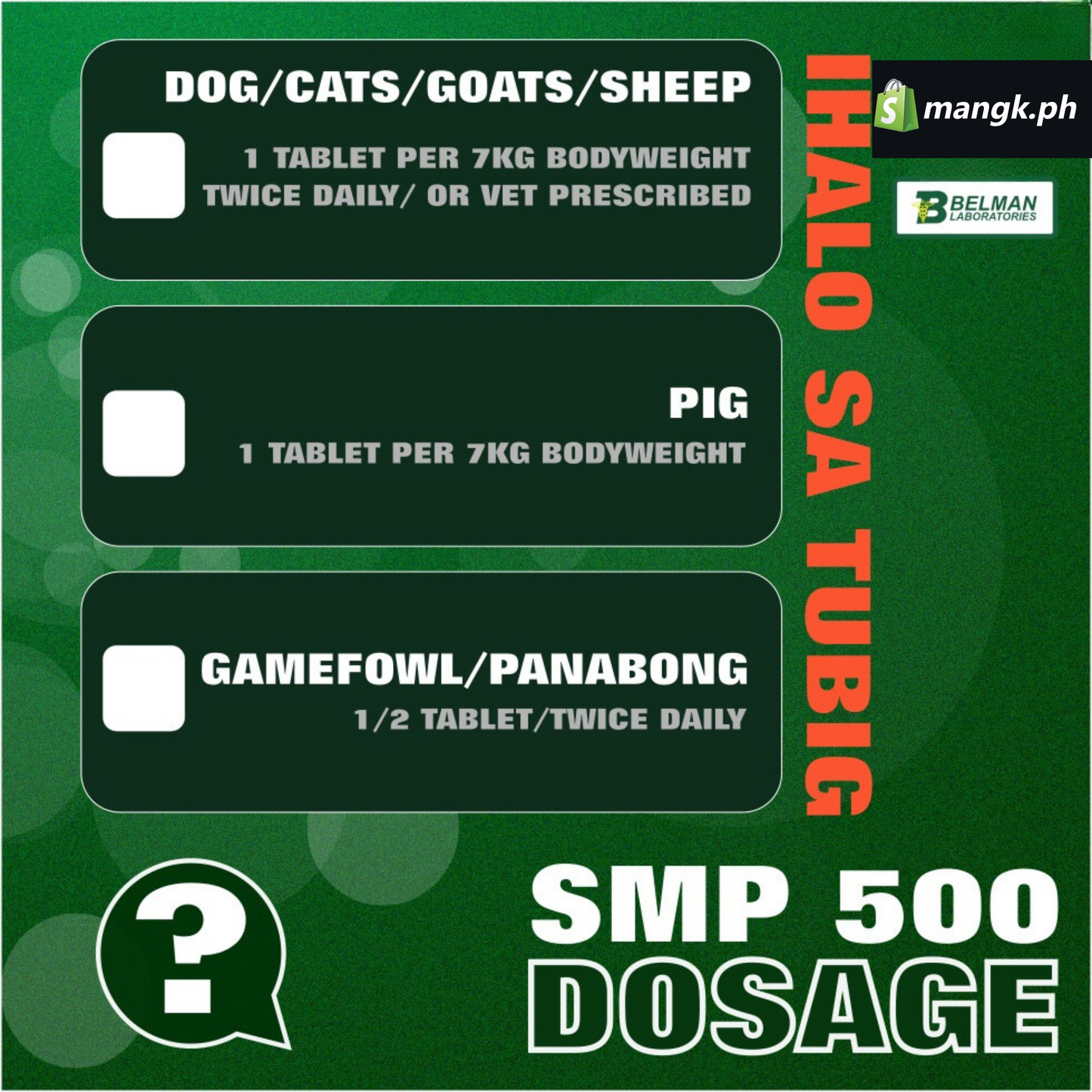 SMP 500 Tablets|1x 12tablets for Dogs Cats Pigs Goats and Sheep| Beta Lactam Antibiotics