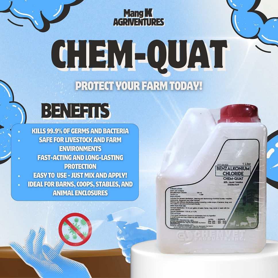 CHEM-QUAT Disinfectant for Animal Houses, Floors and Walls, Equipments, and other Devices | 1Liter