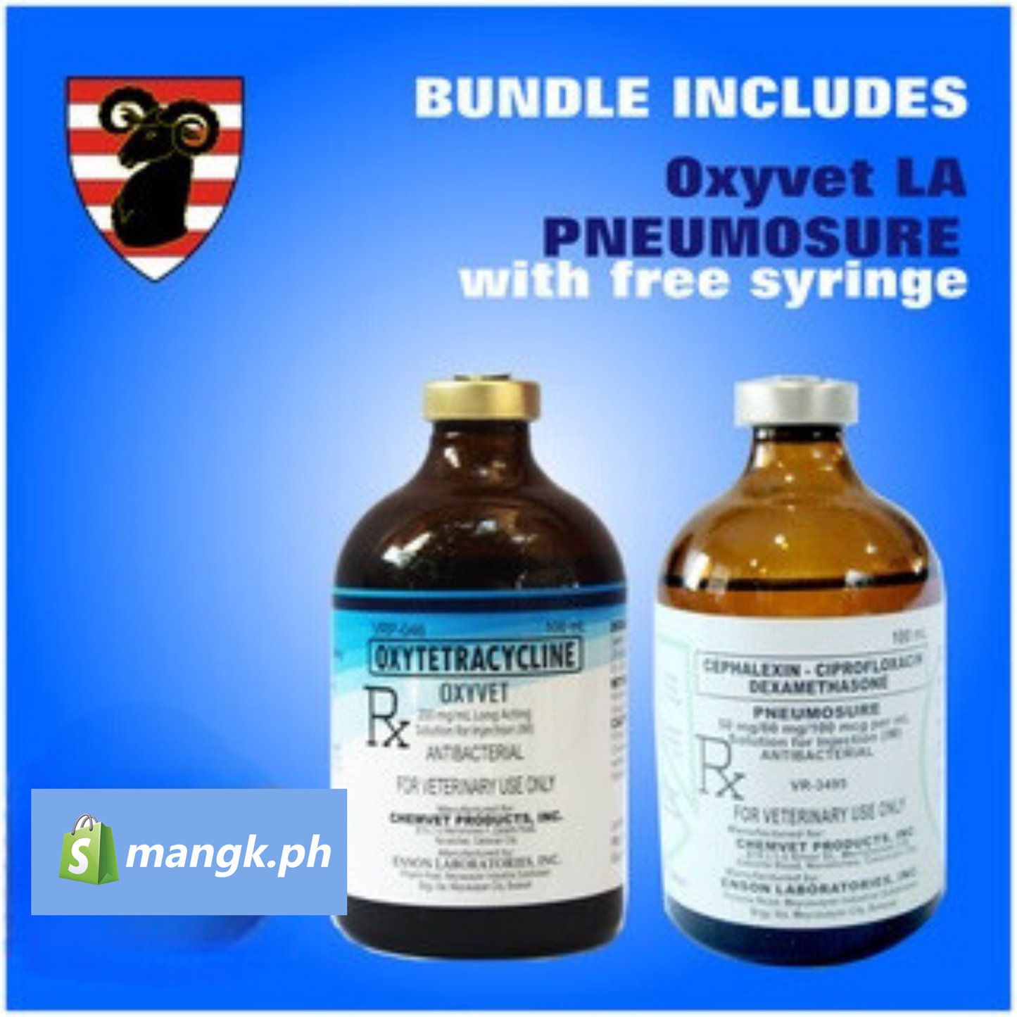 Goat Antibiotics Bundle |OXYVET LA 100ml  plus PNEUMOSURE 100ml