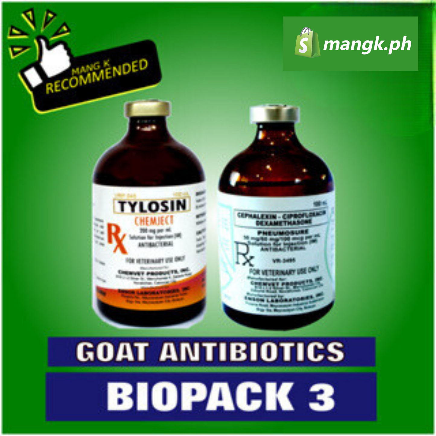 Goat Antibiotics Bundle |OXYVET LA 100ml  plus PNEUMOSURE 100ml