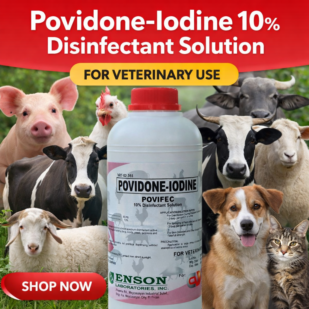 POVIFEC 1L Povidone Iodine 10% Antiseptic Disinfectant for Wounds | Livestock Dog Cat Poultry