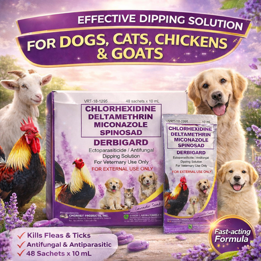 DERBIGARD Dipping Solution – Anti Flea & Tick, Antifungal for Dogs, Cats, Goats & Chickens
