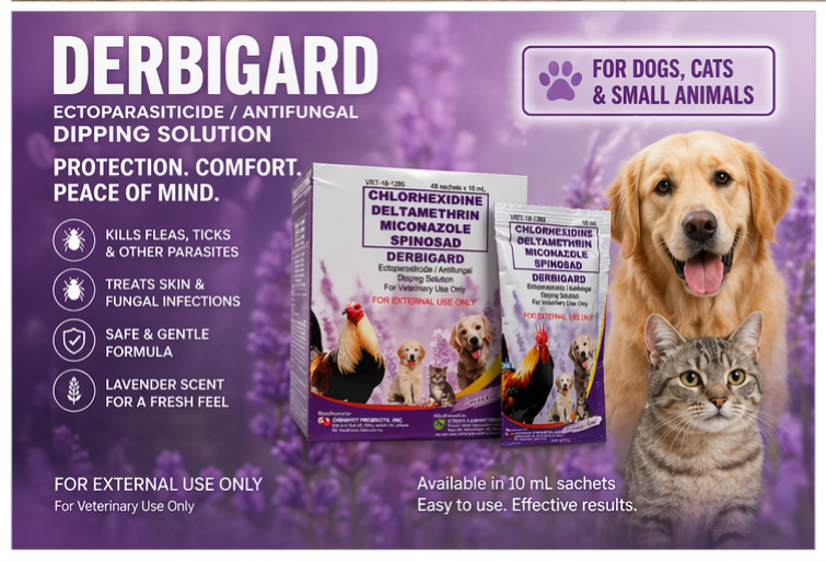 DERBIGARD Dipping Solution – Anti Flea & Tick, Antifungal for Dogs, Cats, Goats & Chickens