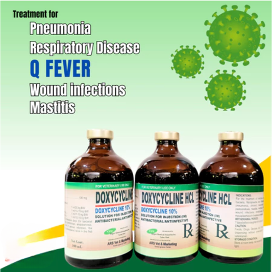 DOXYCYCLINE 10% Antibacterial Solution for inj.(IM) 100ml | for goats, cattle, swine, dogs, and cats
